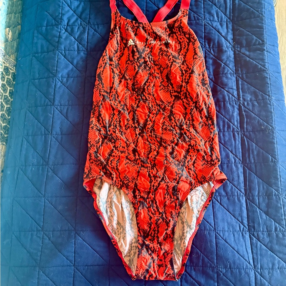 Stella McCartney Orange and Black Snake-Print One-Piece Size Medium